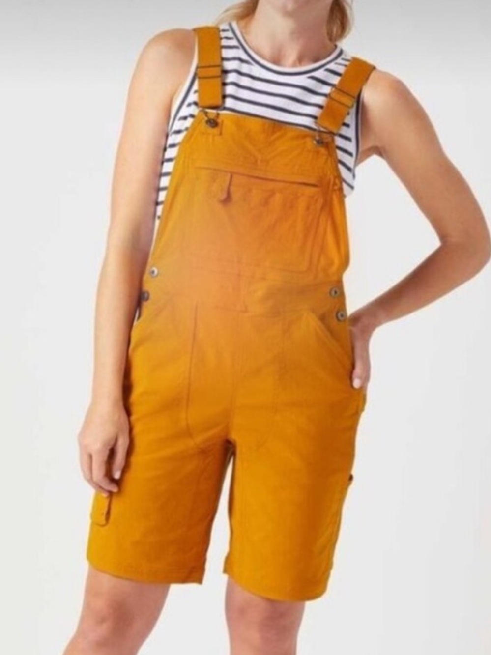 New Duluth Trading Company Heirloom Gardening Short Overalls Mustard Yellow M